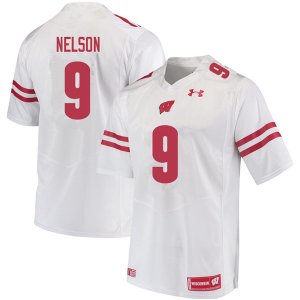 Men's Wisconsin Badgers NCAA #9 Scott Nelson White Authentic Under Armour Stitched College Football Jersey XV31L48JQ